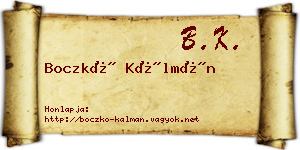 Boczkó Kálmán névjegykártya